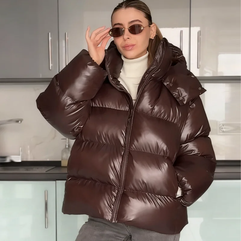 Nica Hooded Puffer Jacket - Stylish Winter Coat for Women, Warm Long Sleeve Casual Streetwear Winter Coats 11