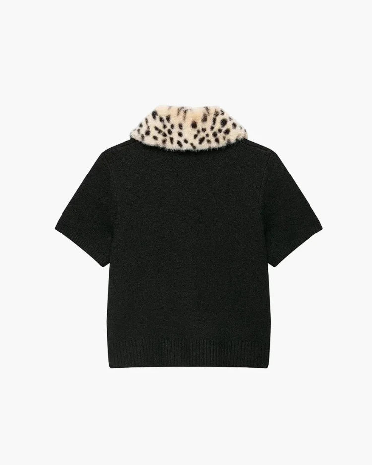Haut cardigan en maille Bambi à fausse fourrure