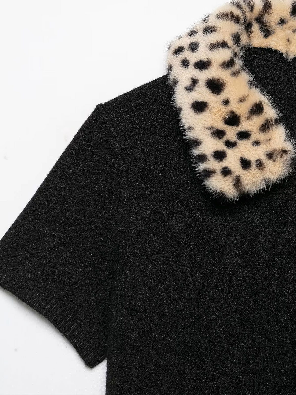 Haut cardigan en maille Bambi à fausse fourrure