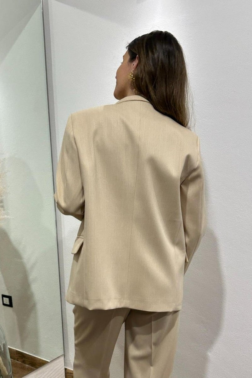 OLANE Asymmetric High Neck Blazer Coat BeigeXSBlazer