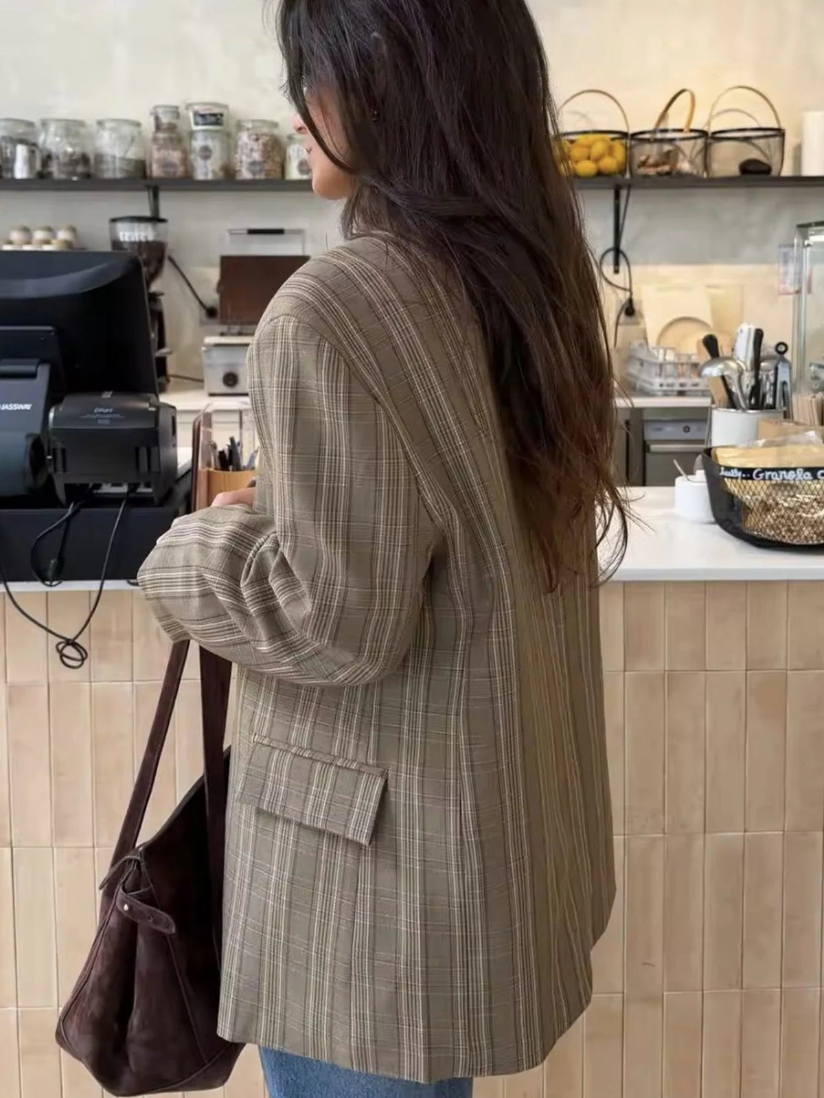 OLANE Asymmetric High Neck Blazer Coat BlackXSBlazer