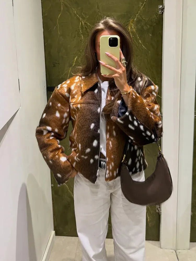OLANE Bambi Faux Fur Jacket and Shorts Set JacketMWomen's Sets