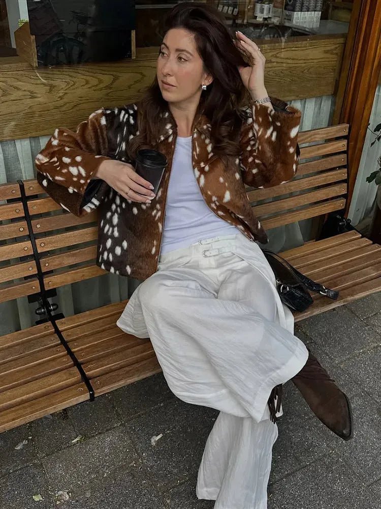 OLANE Bambi Faux Fur Jacket and Shorts Set JacketMWomen's Sets
