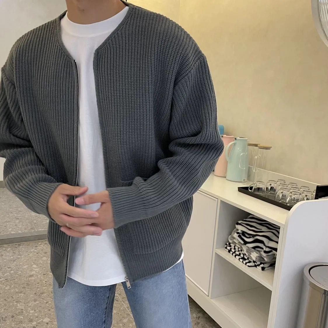 Olane Brand Knitted Zipper Cardigan Dark GraySSweaters & Cardigans
