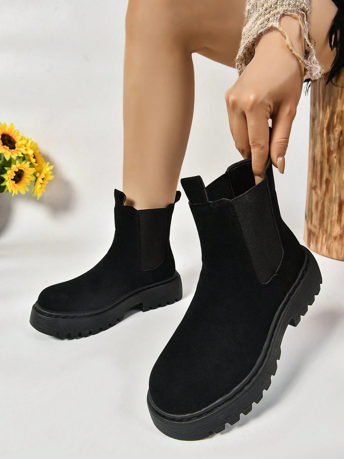 Olane Brand Waterproof Suede Leather Boots Black35Hiking Shoes