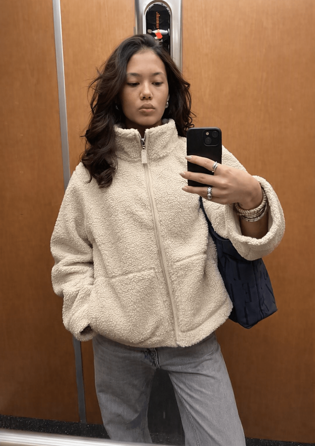 OLANE Carla Zip Up Teddy Jacket BeigeMWomen's Coats & Jackets