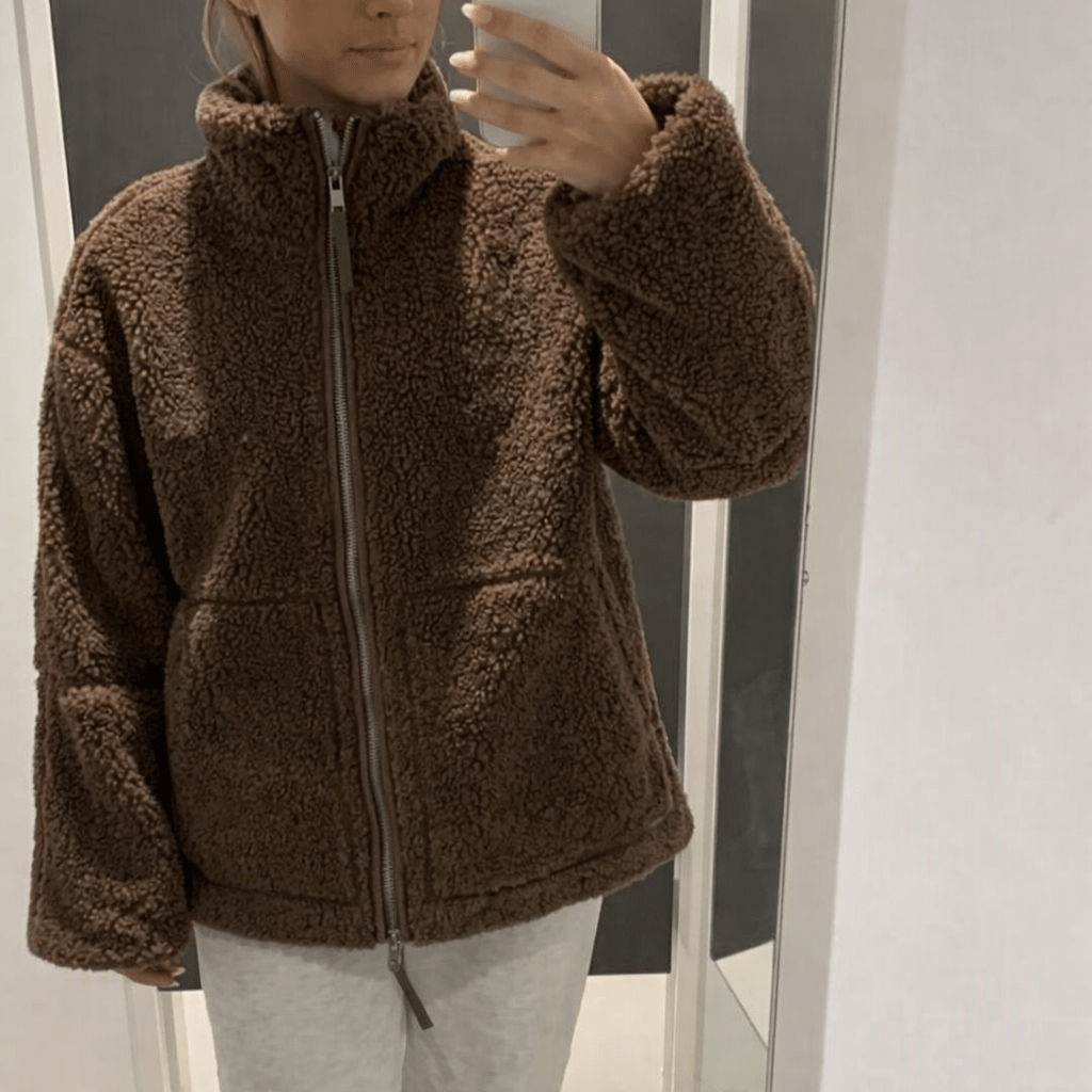 OLANE Carla Zip Up Teddy Jacket BrownSWomen's Coats & Jackets