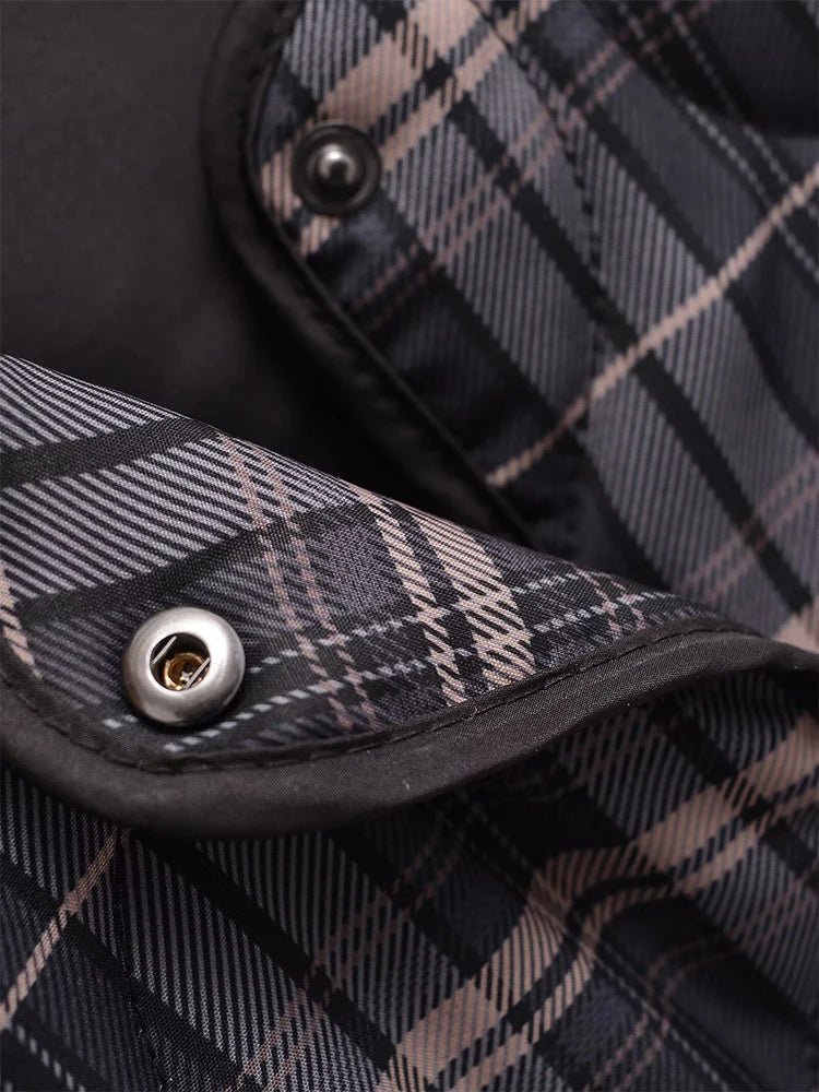 OLANE Casual Plaid Quilted Jacket Brown PlaidXSJacket