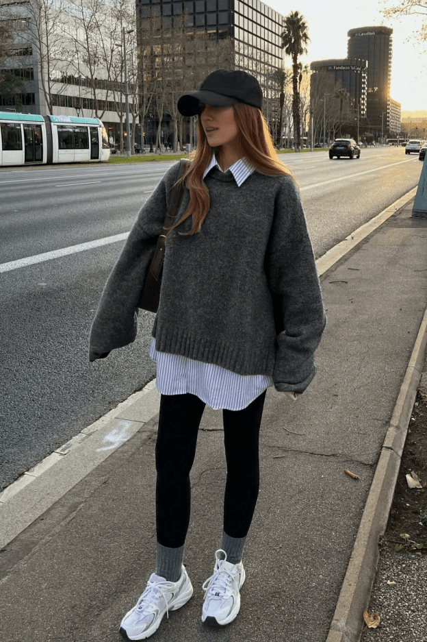 OLANE Casual Ribbed Knit Sweater GreyOne SizeWomen's Sweaters & Cardigans
