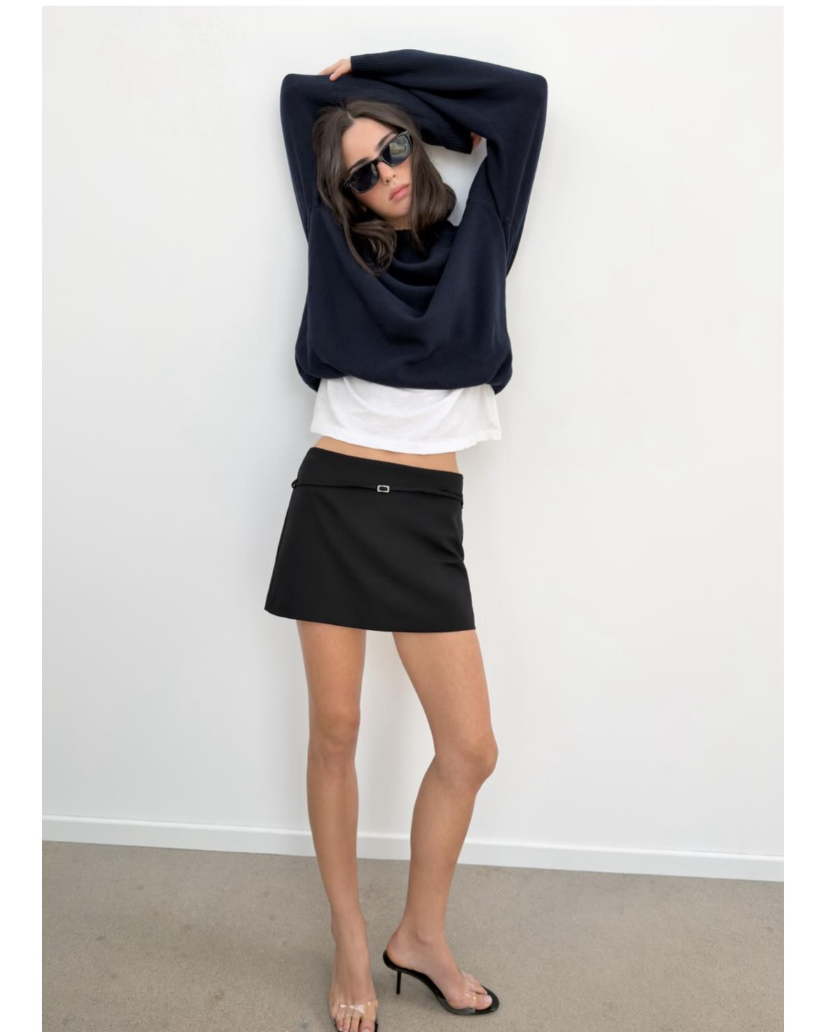 OLANE Casual Side Zip Mini Skort with Belt BlackXSShorts