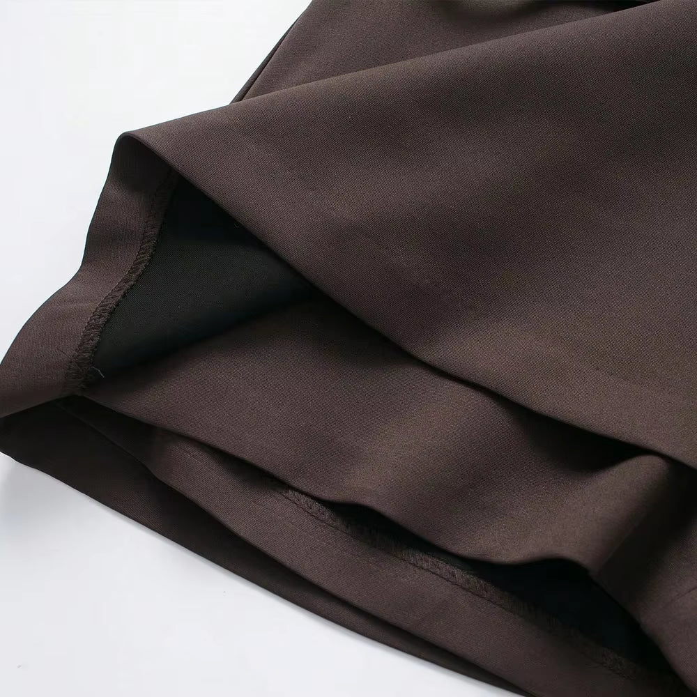 OLANE Casual Side Zip Mini Skort with Belt CoffeeMShorts