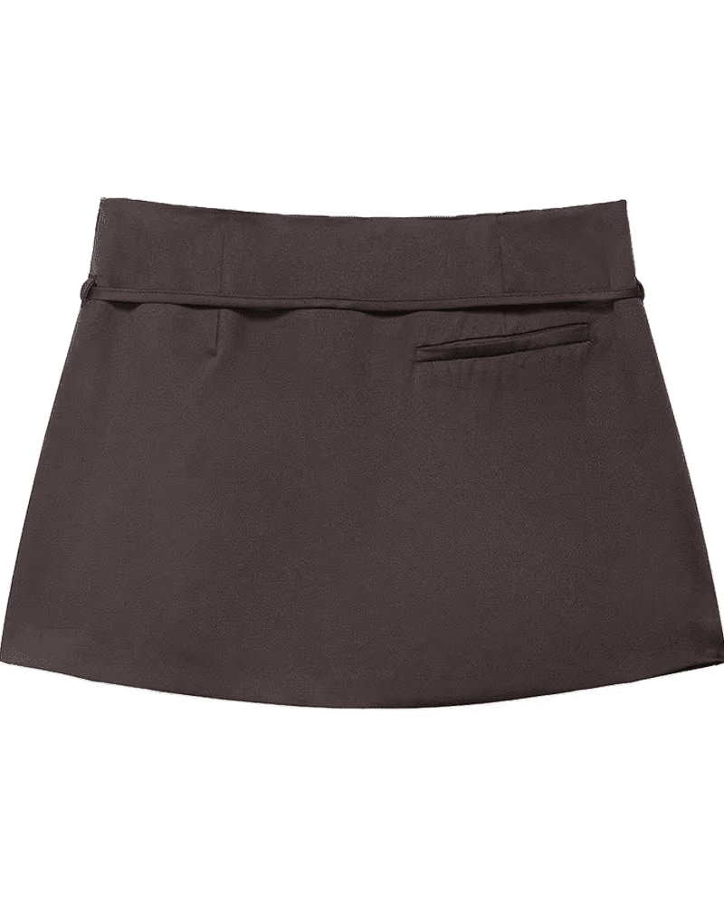 OLANE Casual Side Zip Mini Skort with Belt CoffeeMShorts
