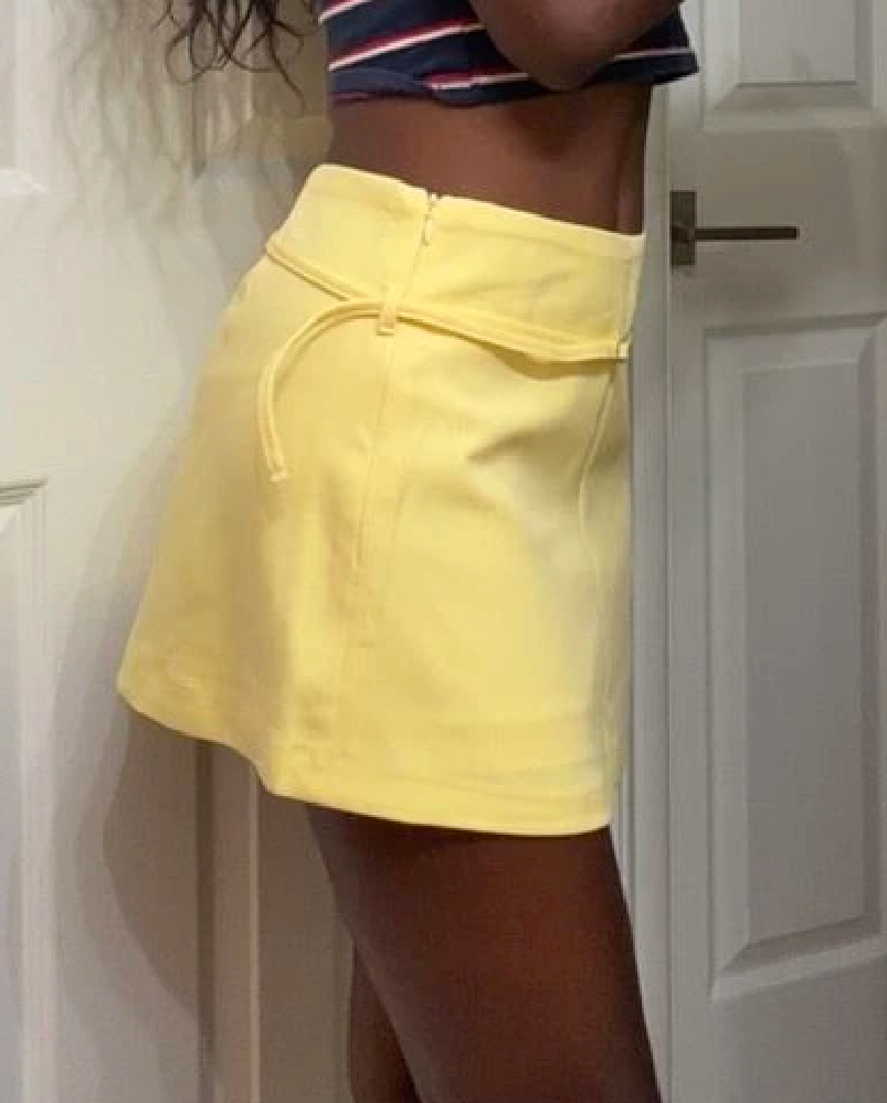 OLANE Casual Side Zip Mini Skort with Belt YellowXSShorts