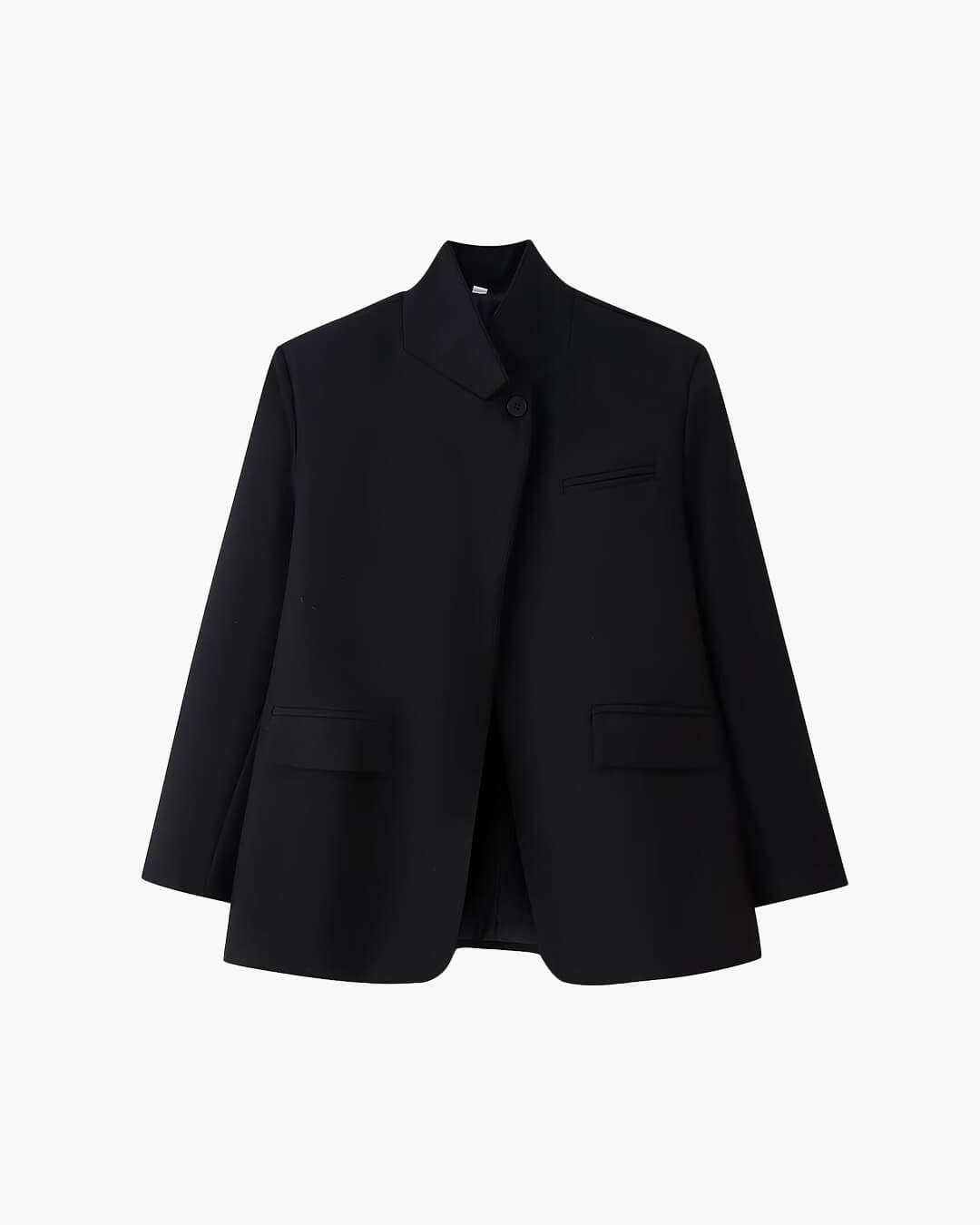 OLANE Chic Plaid Stand Collar Blazer BlackSBlazer