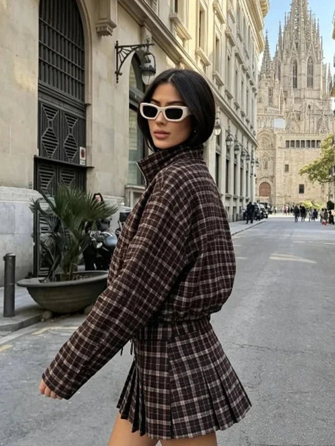 OLANE Classic Checked Jacket & Skirt Set Jacket OnlyXSWomen's Sets
