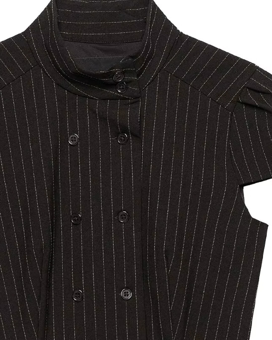 OLANE Classic Double-Breasted Plaid Blouse BlackSBlouse
