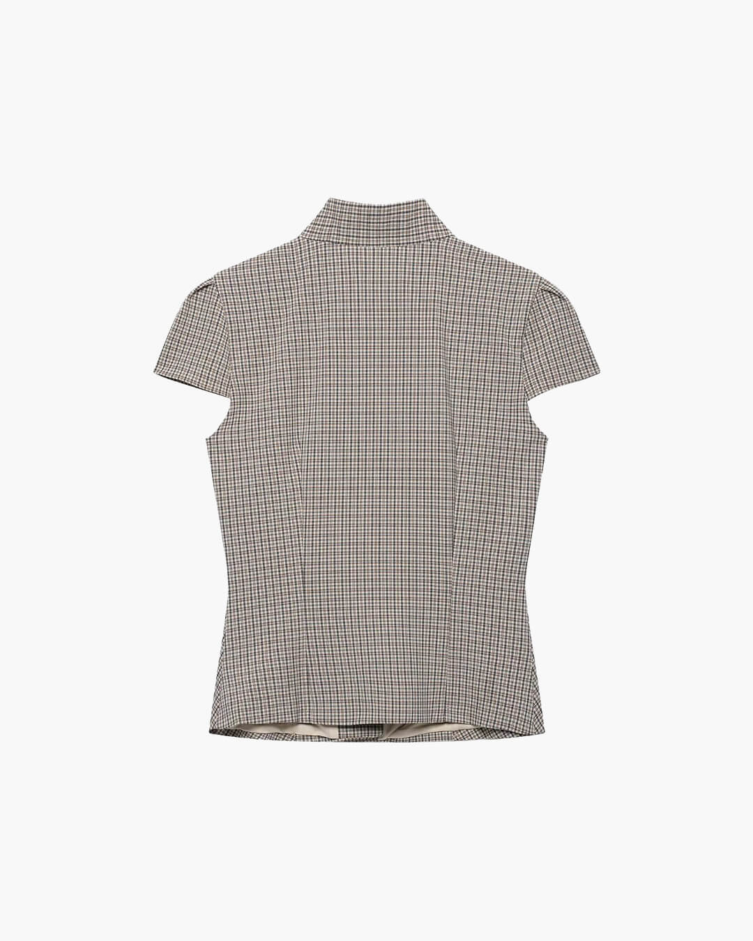 OLANE Classic Double-Breasted Plaid Blouse BlackSBlouse