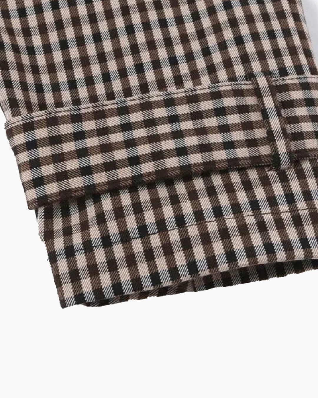 OLANE Classic Drawstring Gingham Short Trench BeigeSCoat