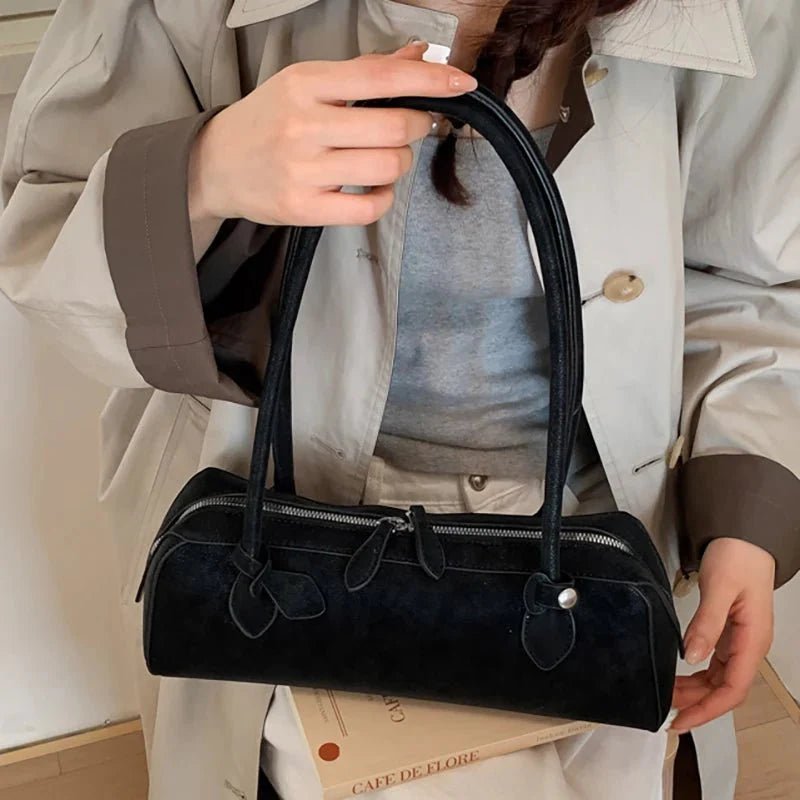 OLANE Classic Faux Suede Baguette Bag WhiteBag
