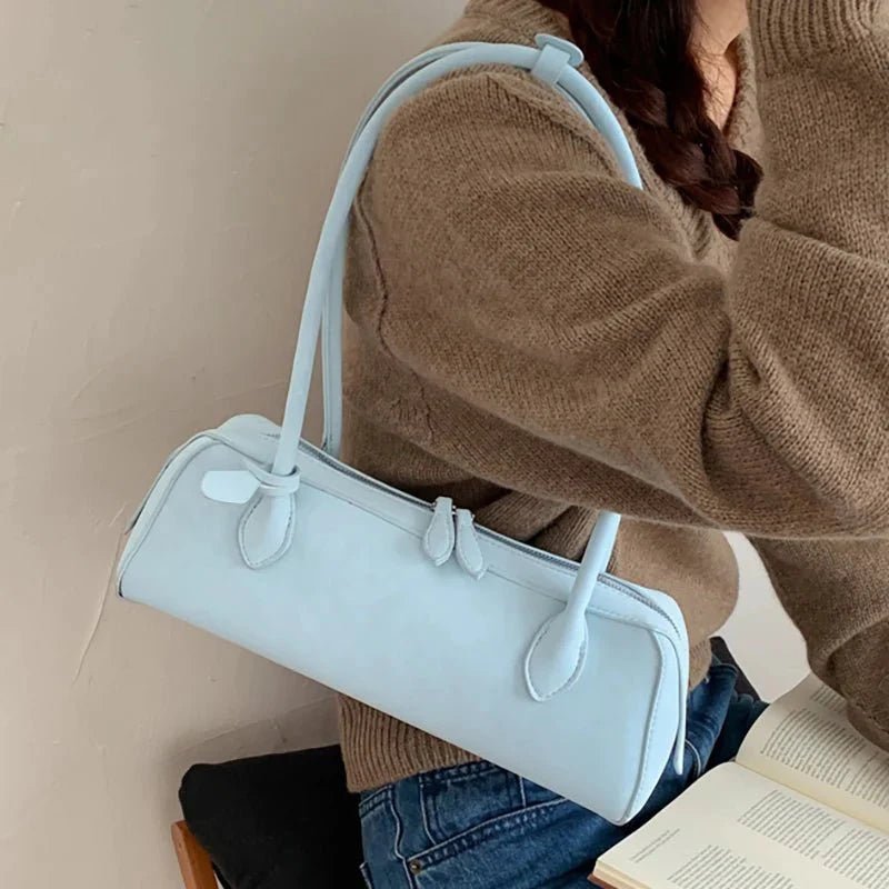 OLANE Classic Faux Suede Baguette Bag WhiteBag