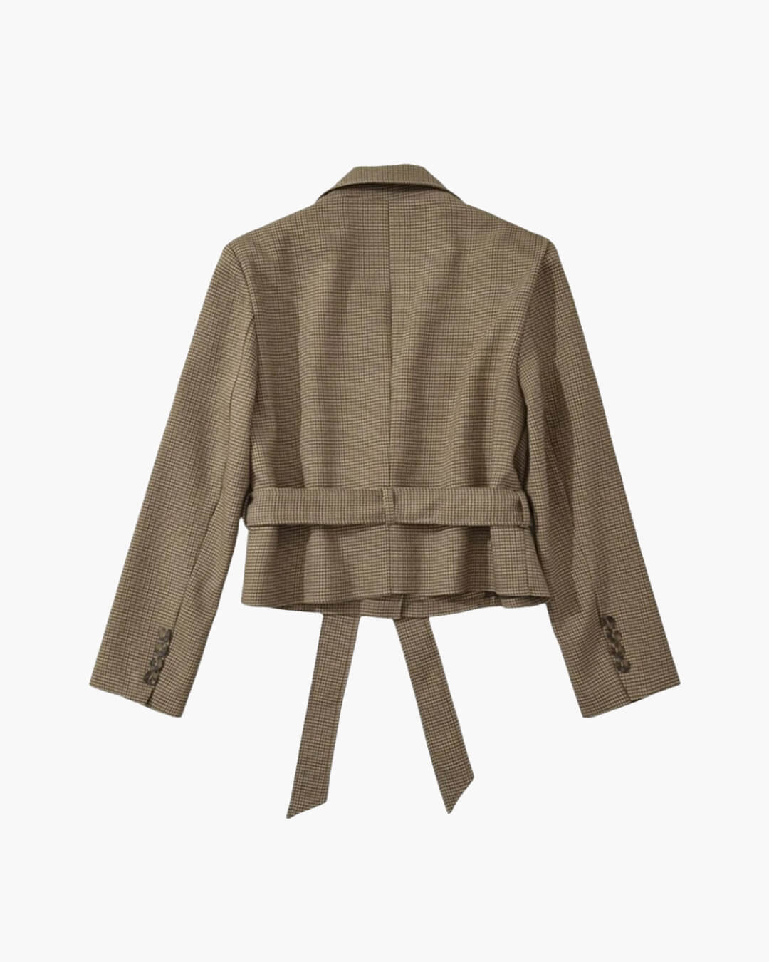 OLANE Classic Houndstooth Lace-Up Blazer BrownMJacket
