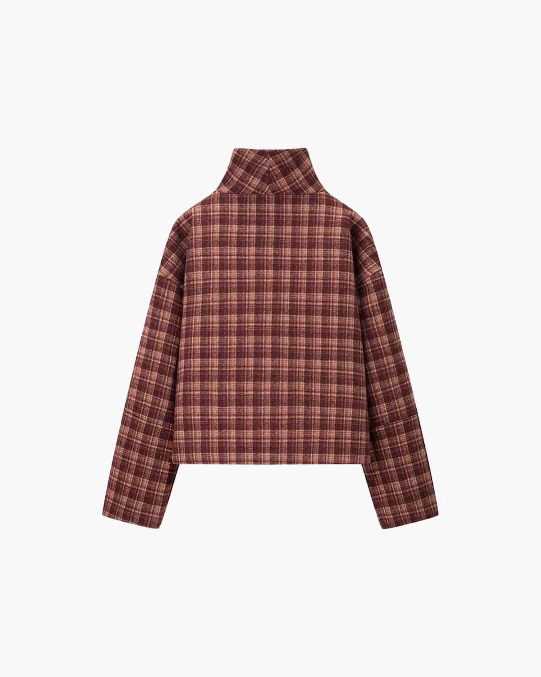 OLANE Classic Plaid Stand Collar Coat SWomen's Coats & Jackets