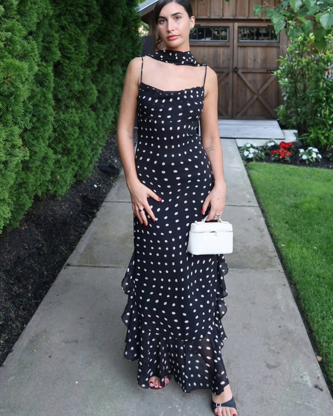 OLANE Classic Polka Dot Maxi Dress MWomen's Dresses