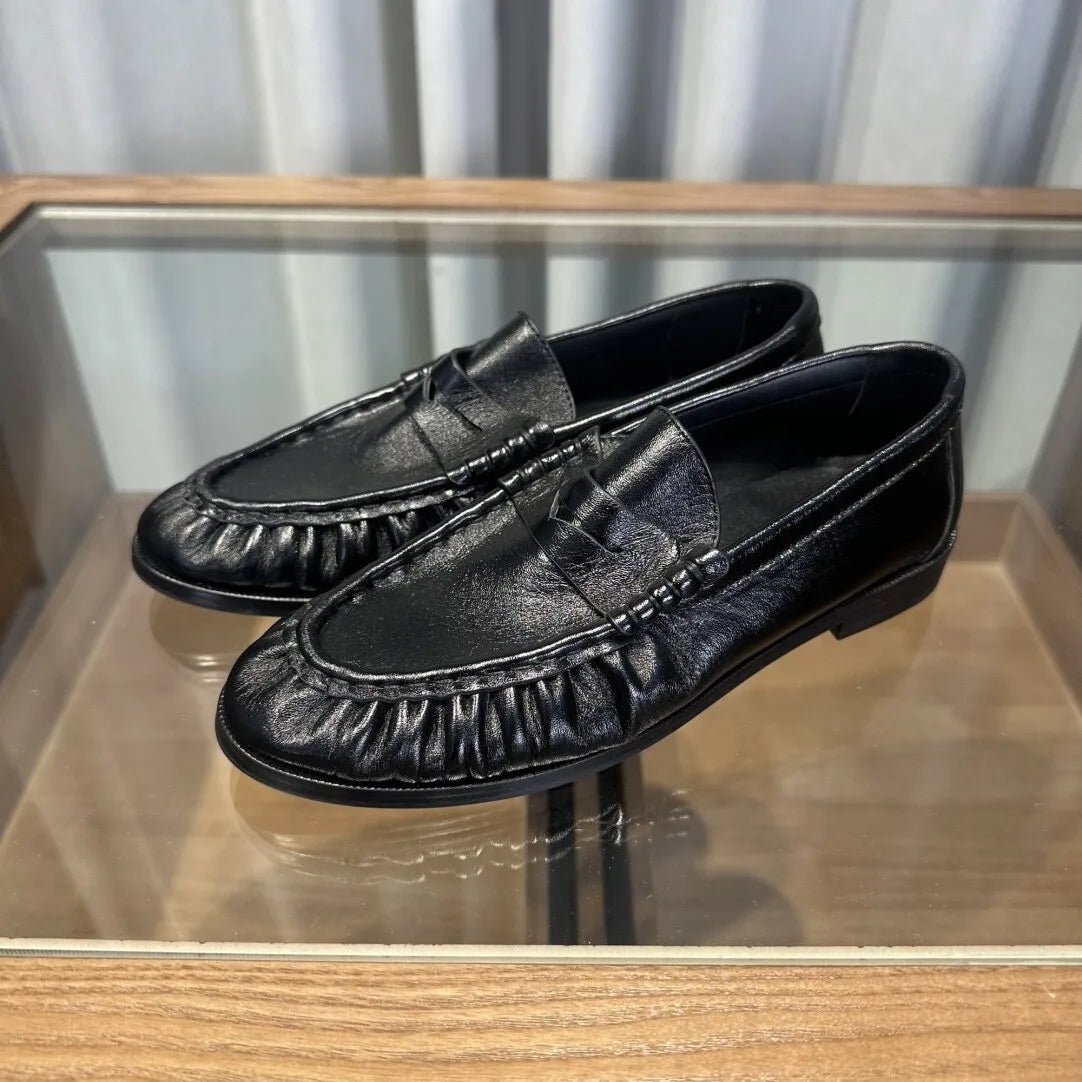 OLANE Classic Vegan Leather Slip-On Loafers Black36Shoes
