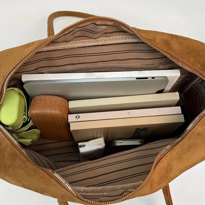 OLANE Classic Vintage Vegan Leather Laptop Tote BrownBag