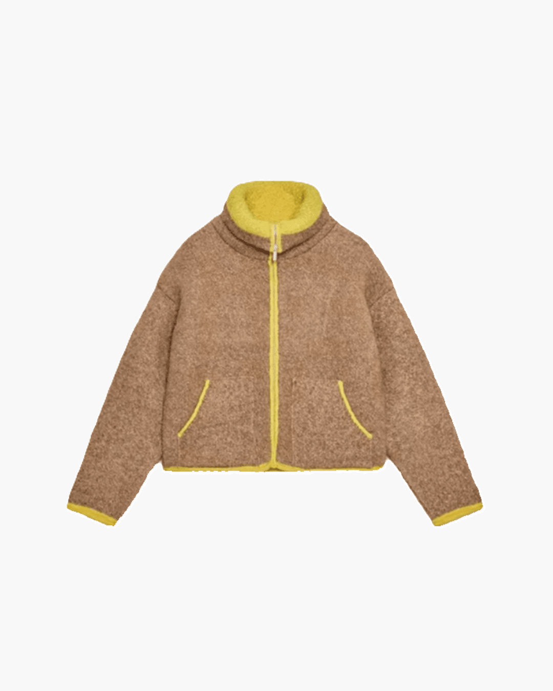 OLANE Contrast Trim Knit Zip Up Cardigan SCardigan