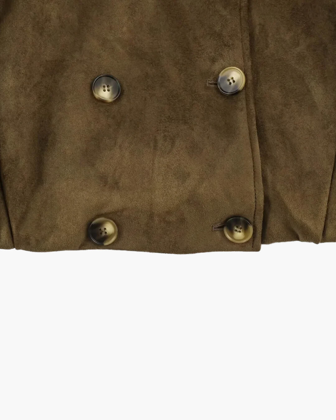 OLANE Double-Breasted Retro Faux Suede Cropped Trench SJacket