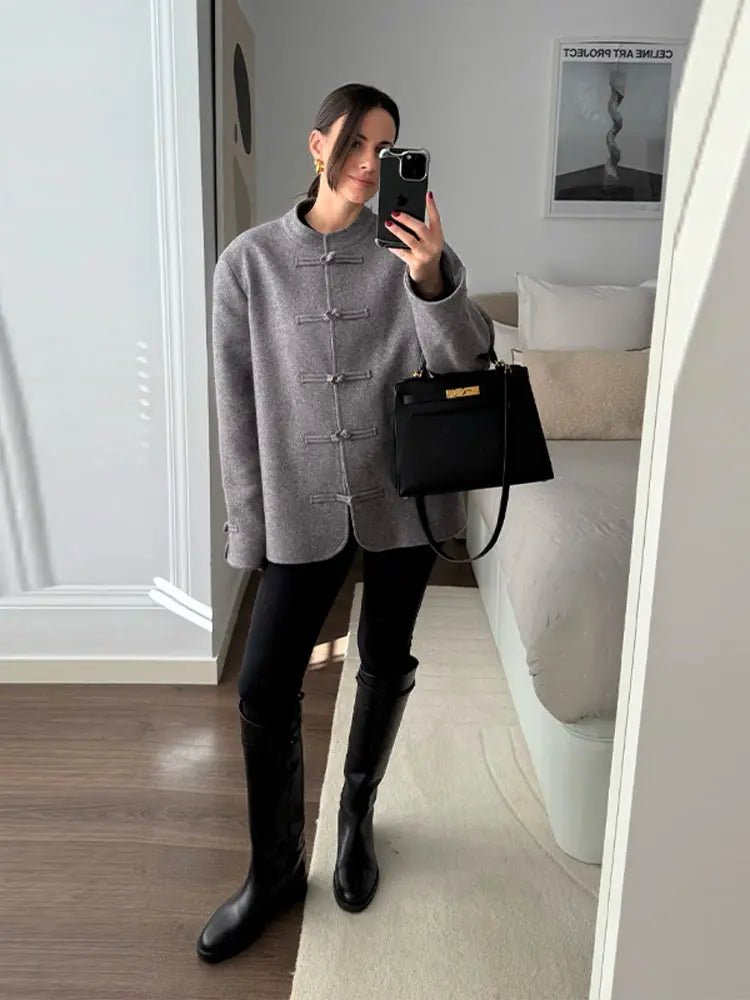OLANE Double-Faced Knot Mandarin Jacket MWomen's Coats & Jackets