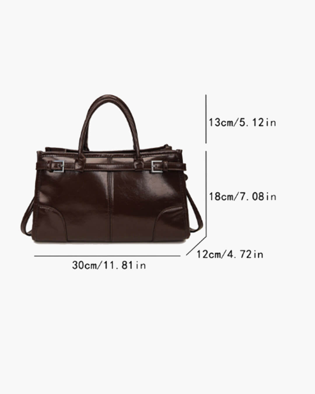 OLANE Edelle Leather Shoulder Bag with Belt Detail BrownWomen's Handbags