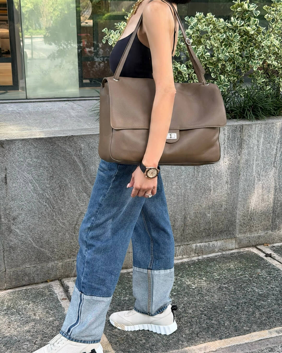 OLANE Elegant Crossbody Shopper Bag LargeTaupeBag