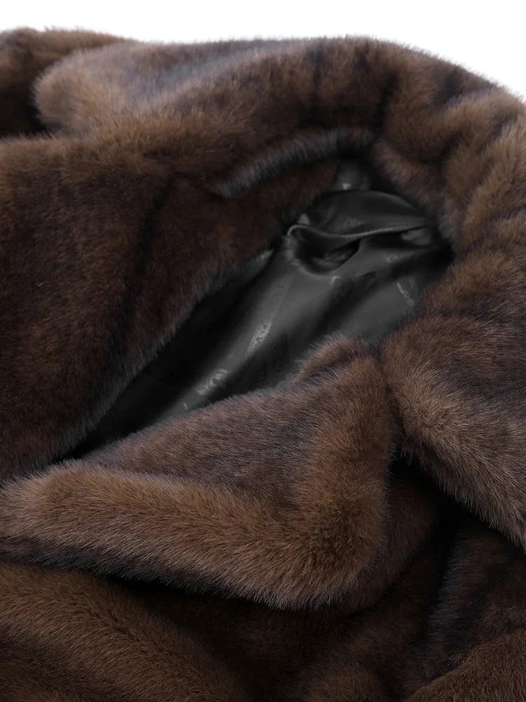 OLANE Elegant Faux Fur Long Overcoat LCoat