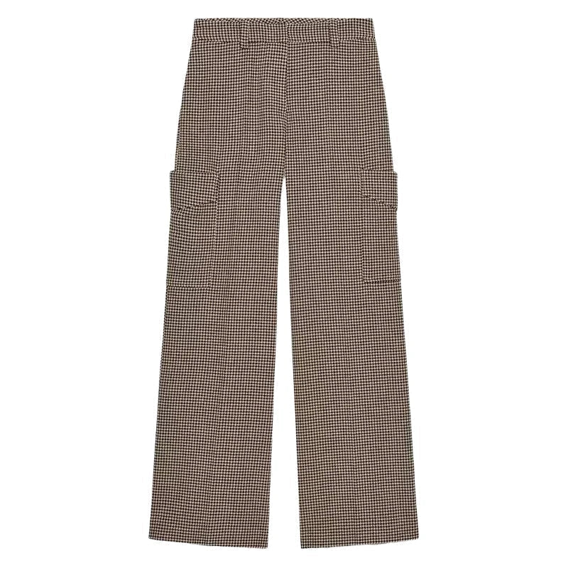 OLANE Elegant Houndstooth Padded Suit Set PantsXSSuit