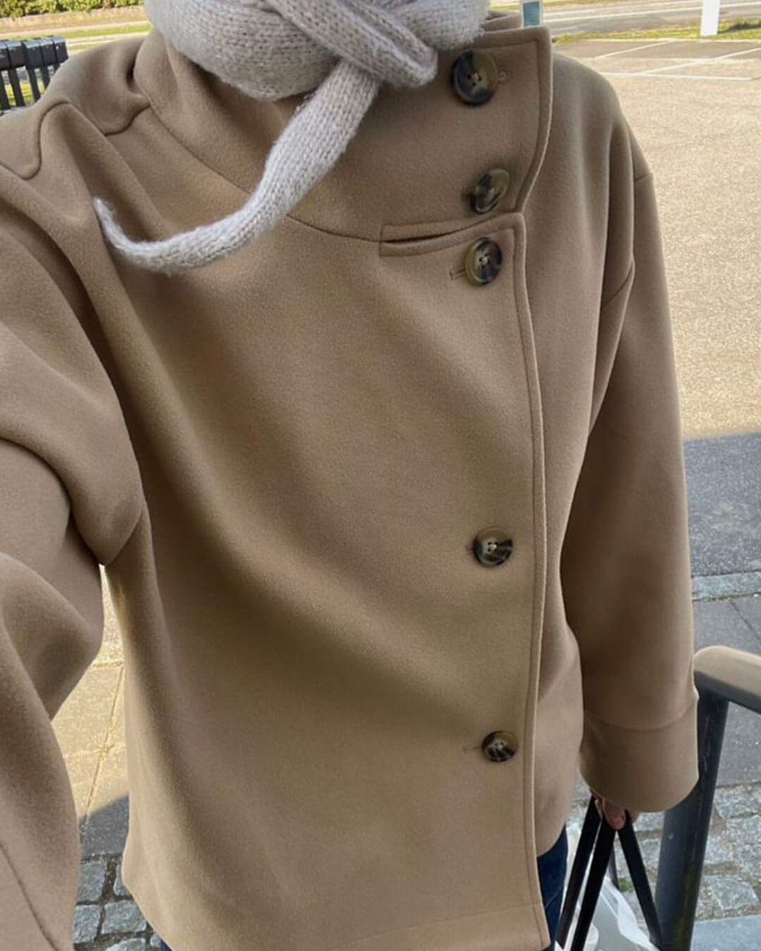 OLANE Elegant Jacket with Stand Collar BeigeSWomen's Coats & Jackets