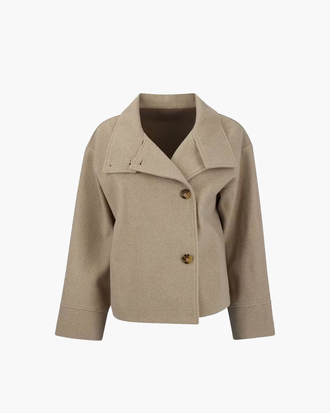 OLANE Elegant Jacket with Stand Collar BeigeSWomen's Coats & Jackets