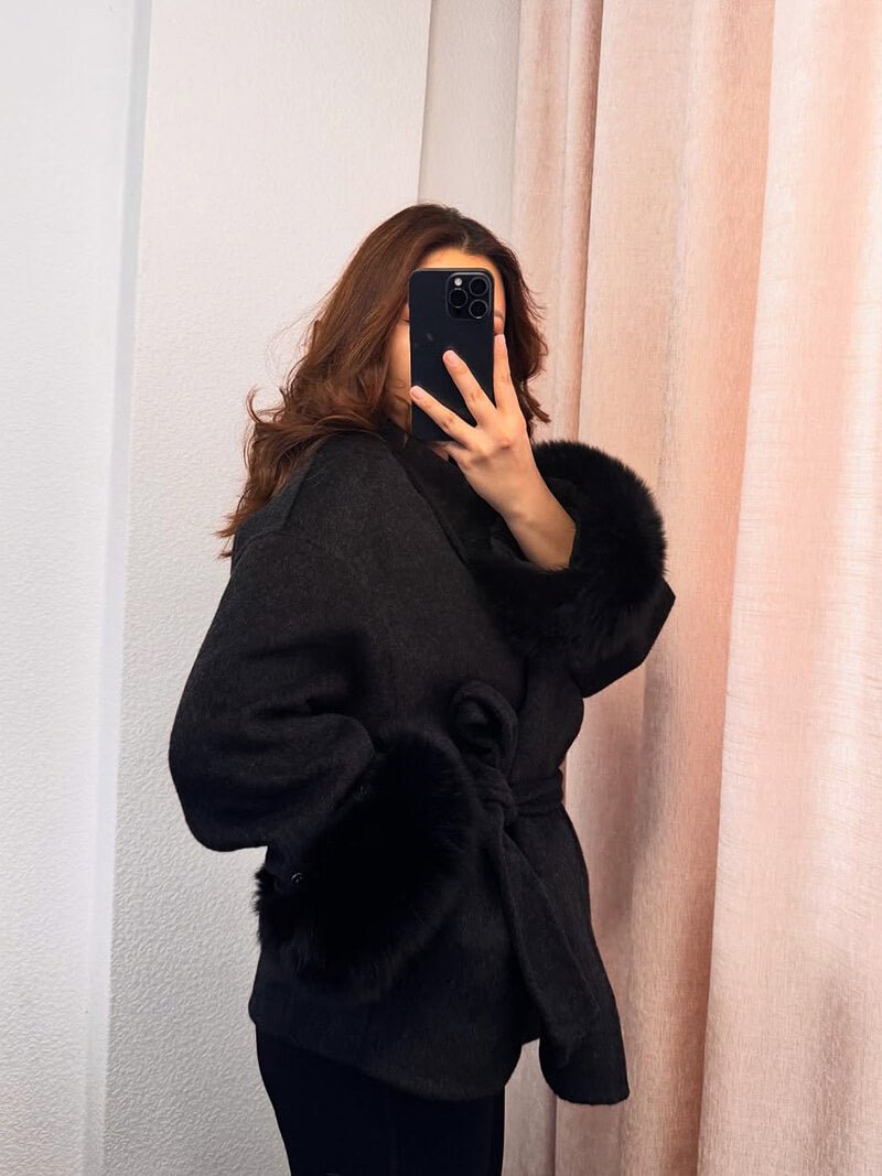 OLANE Esther Faux Fur Coat BlackSWomen's Coats & Jackets