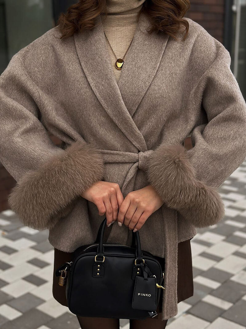 OLANE Esther Faux Fur Coat GraySWomen's Coats & Jackets