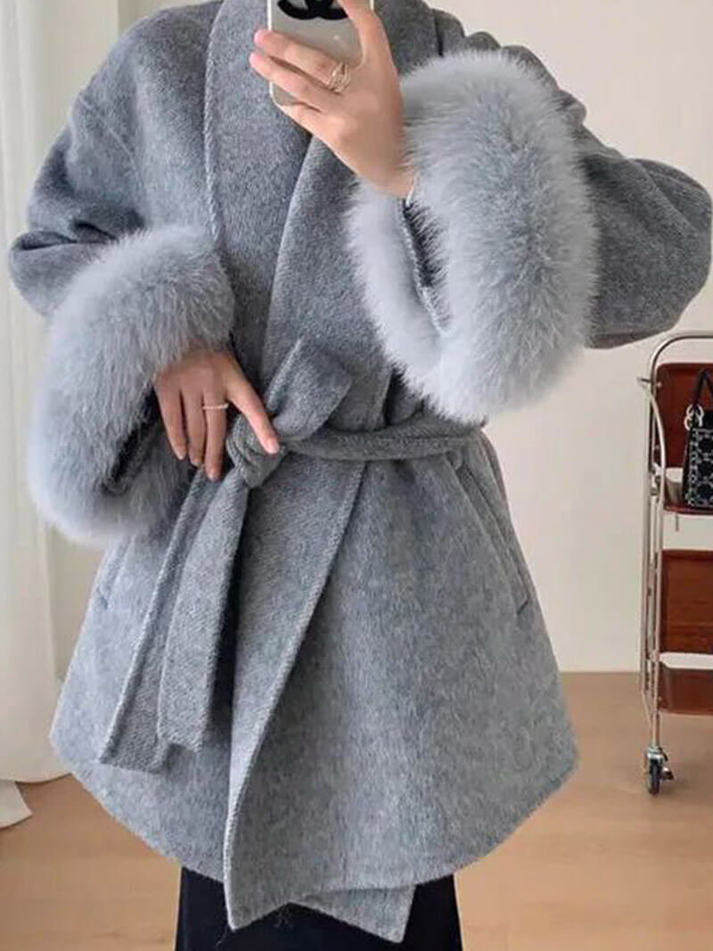 OLANE Esther Faux Fur Coat GraySWomen's Coats & Jackets