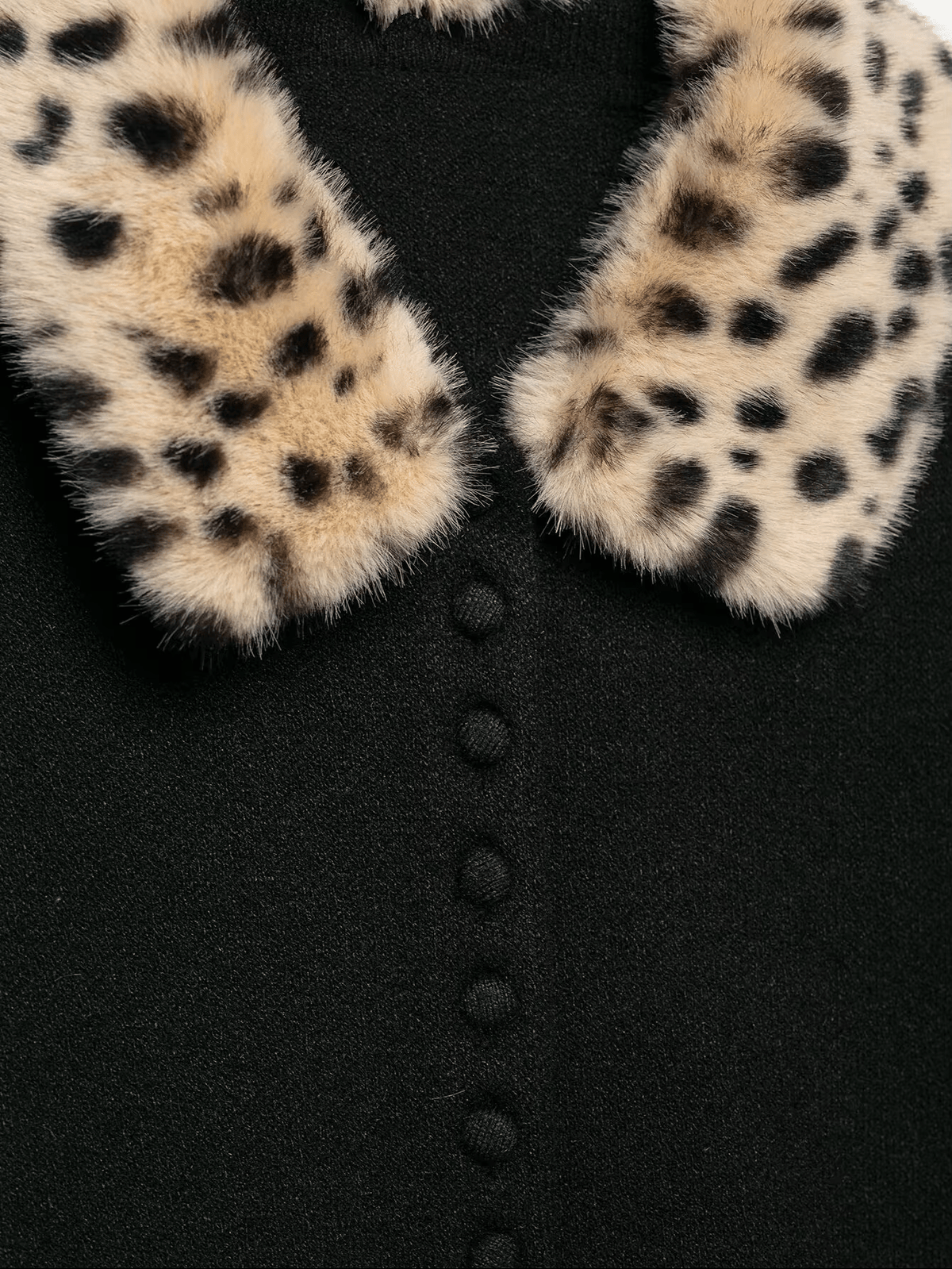 OLANE Faux Fur Bambi Knit Cardigan Top BlackMCardigan