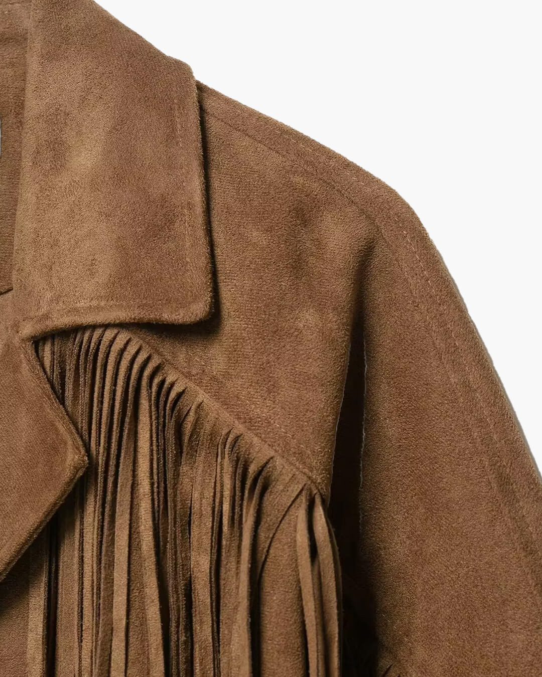 OLANE Faux Suede Fringe Western Jacket BrownXSWomen's Coats & Jackets