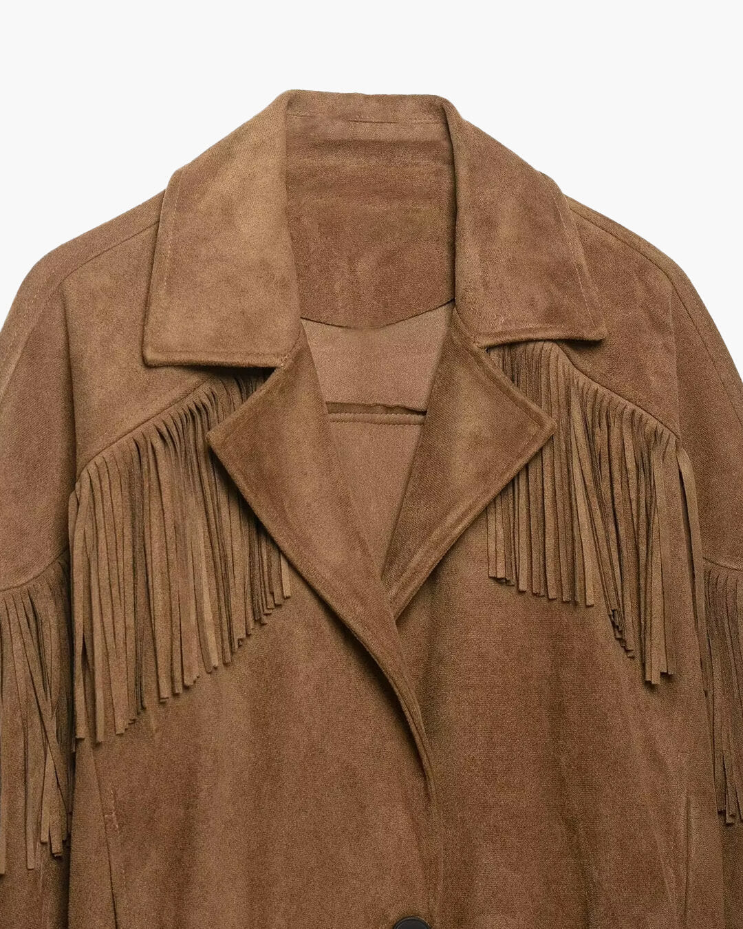 OLANE Faux Suede Fringe Western Jacket BrownXSWomen's Coats & Jackets