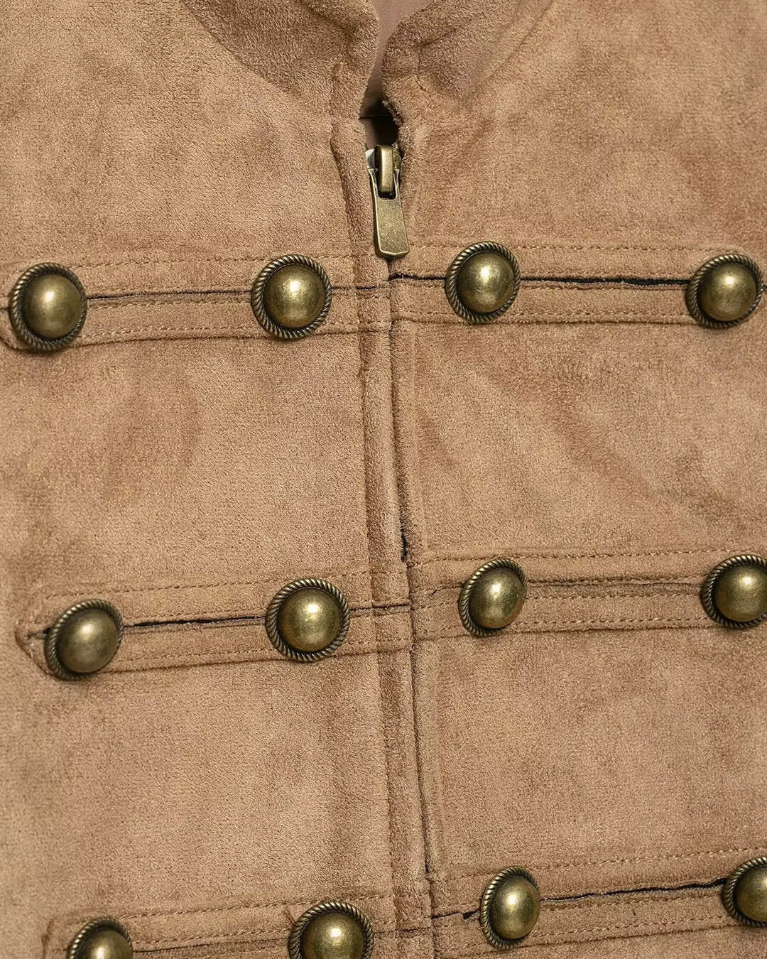 OLANE Faux Suede Napoleon Slim Jacket BrownSWomen's Coats & Jackets