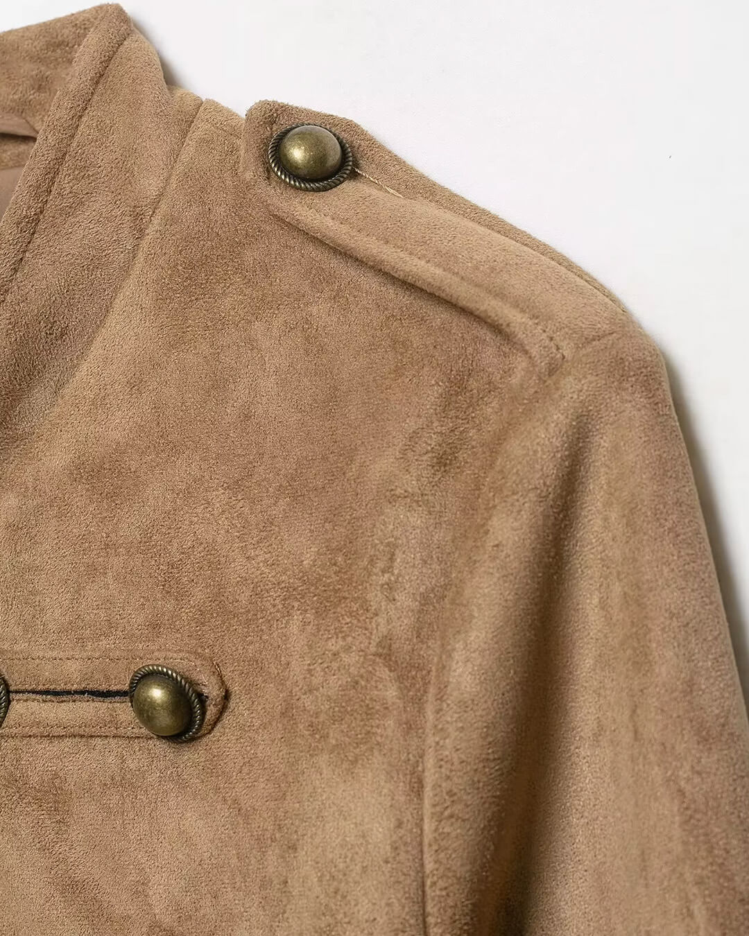 OLANE Faux Suede Napoleon Slim Jacket BrownSWomen's Coats & Jackets