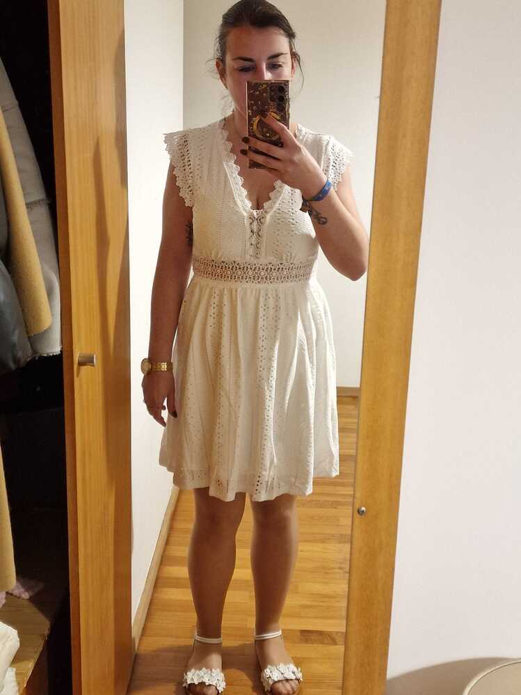 OLANE French Lace V-Neck Fitted Dress XLWomen's Dresses