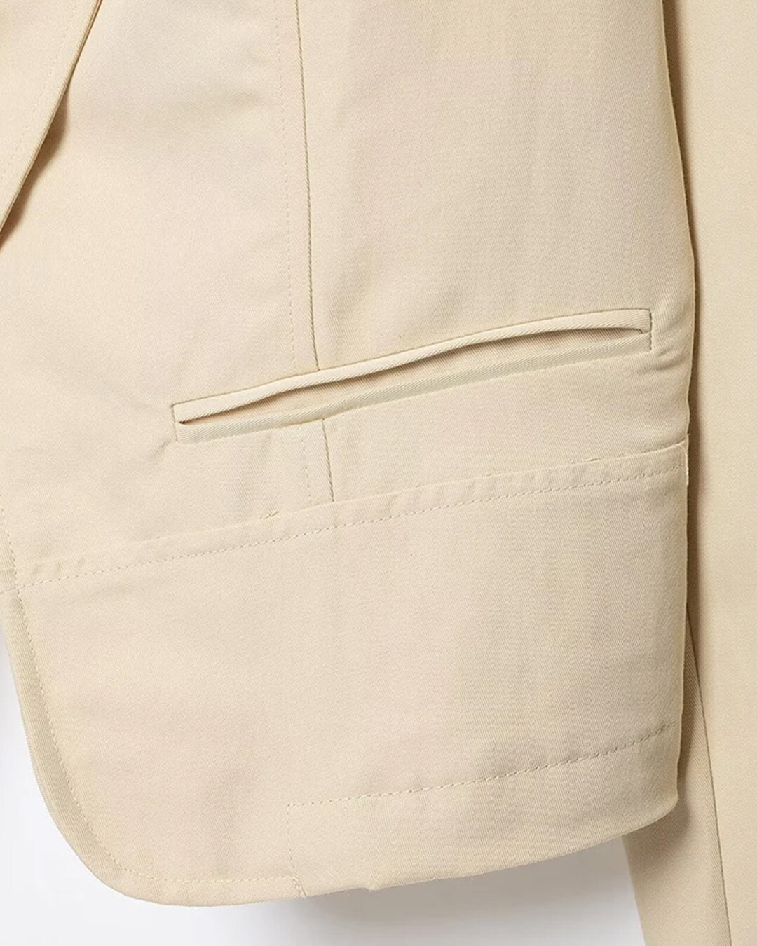 OLANE Funnel Neck Double-Breasted Blazer BeigeMWomen's Blazers