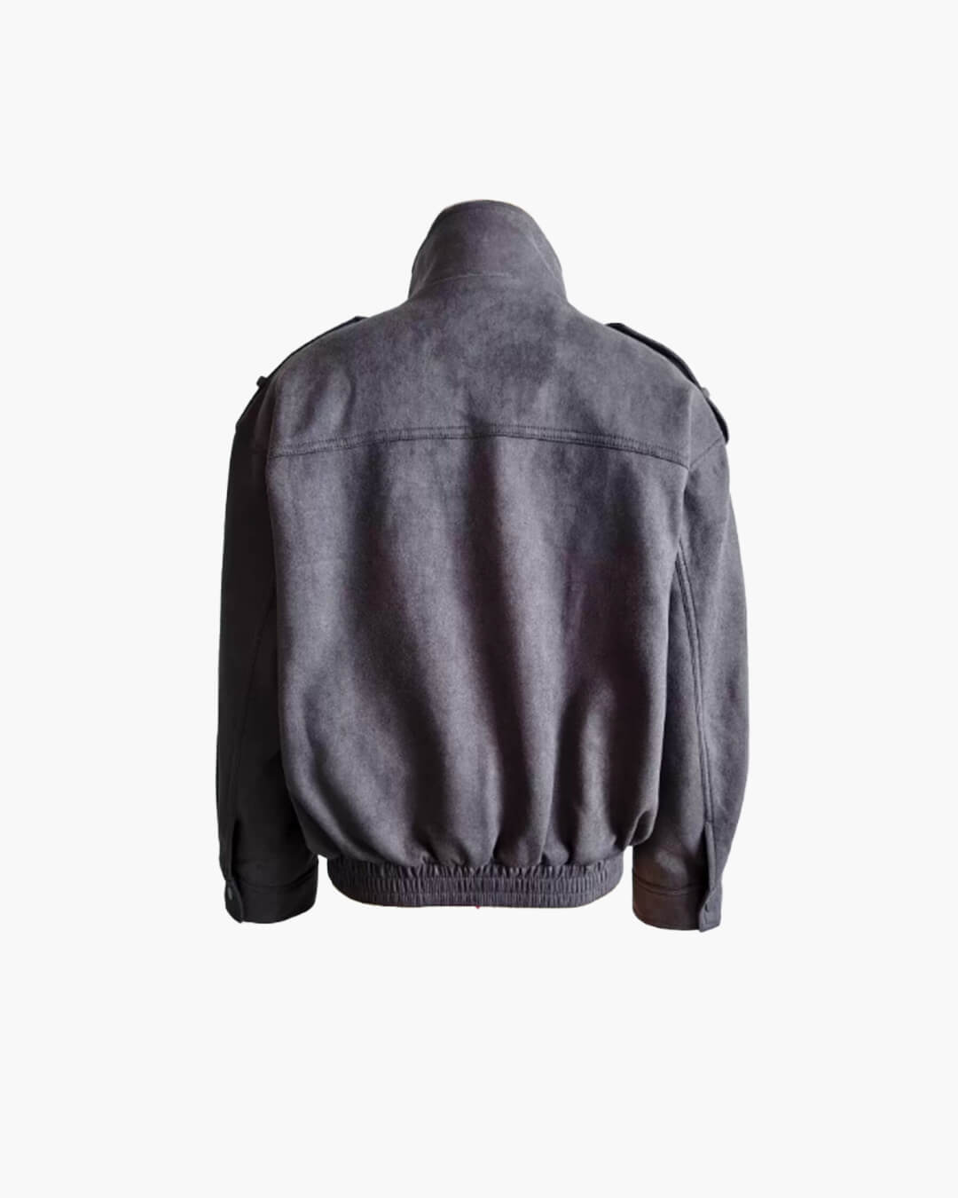 OLANE High-Neck Collar Suede Jacket with Pocket CharcoalXSWomen's Coats & Jackets