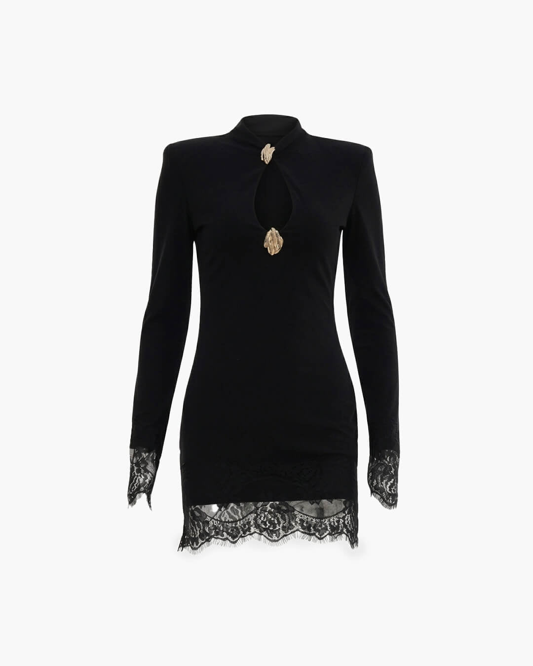 OLANE High Neck Keyhole Lace Mini Dress BlackXSDress